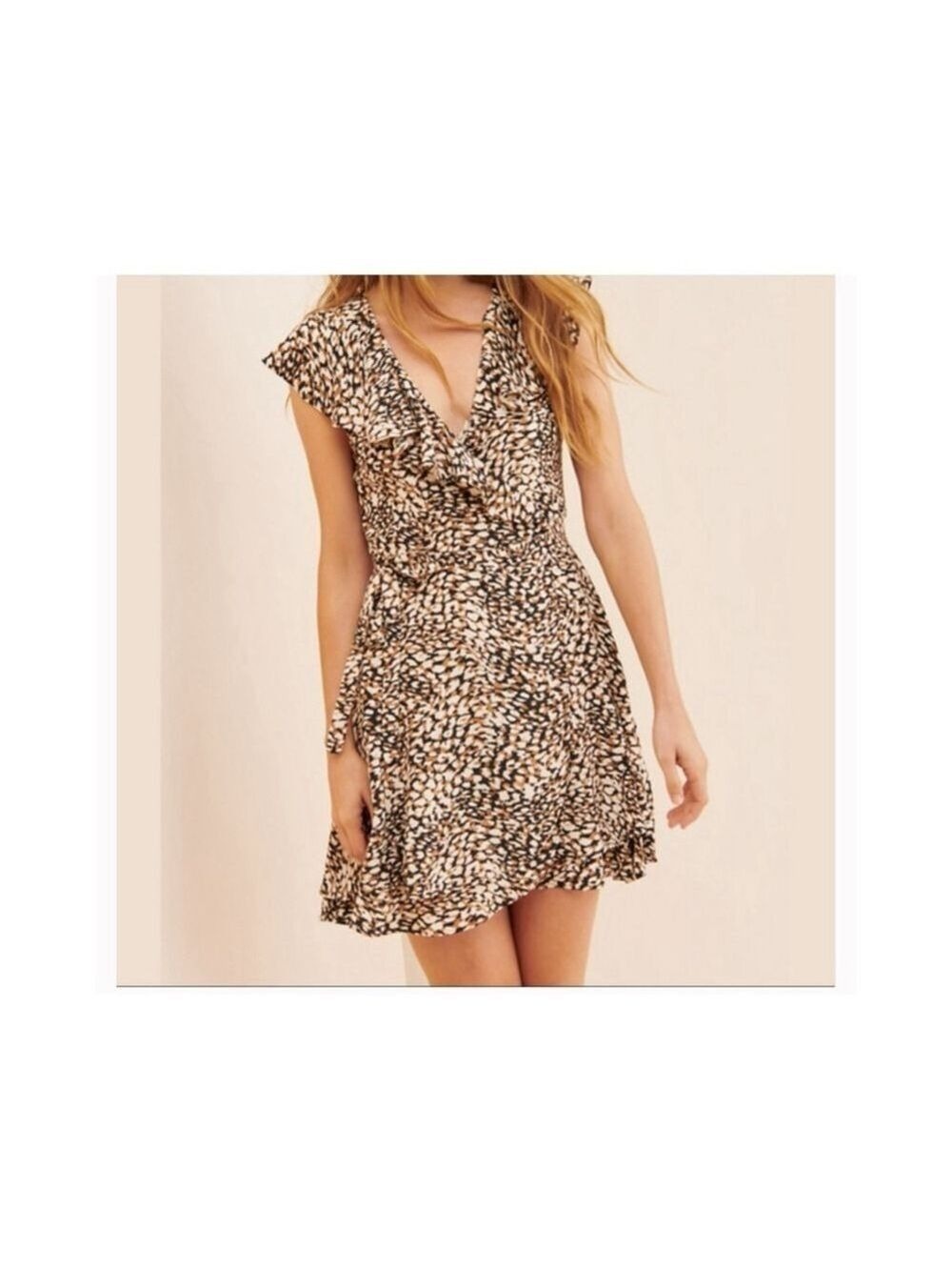 NWT Free People French Quarter Wrap Mini Dress XS Animal Print $128 - Picture 2 of 9